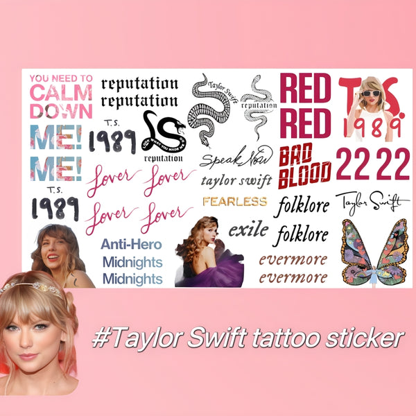 Taylor Swift Temporäre Tattoos - Wasserdichte und langanhaltende Fan-Unterstützungs-Tattoo-Sticker für Konzerte