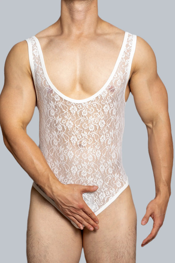 Men's See-Through Lace Bodysuit - Enhance Style with Comfort